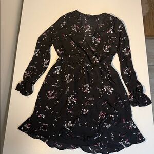 Women's Black Floral Wrap Dress
